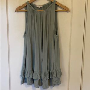 Tank tunic with ruffles at bottom